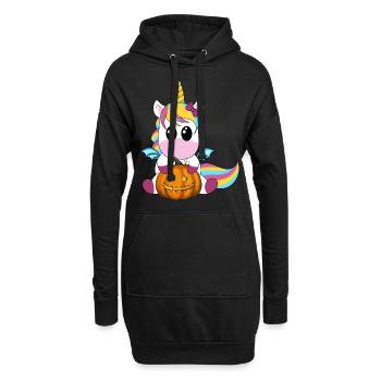 Licorne avec lanterne à la citrouille - Sweat-shirt à capuche long Femme - noir - Devant