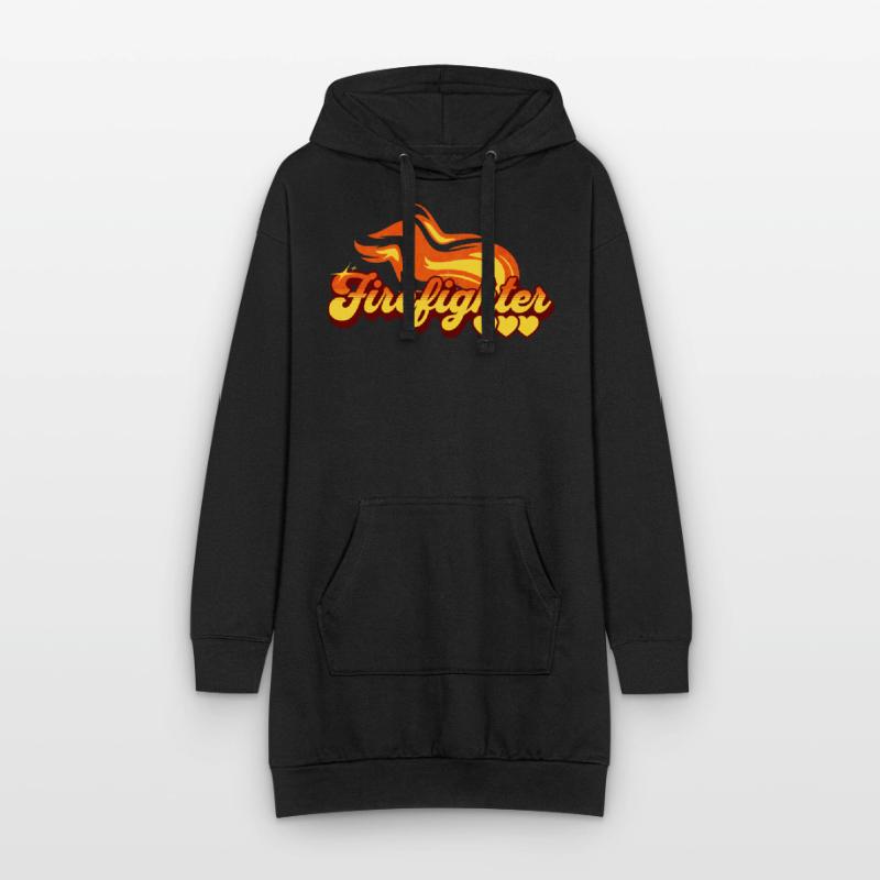 Firefighter Gift Flame Pattern Hoodie Dress