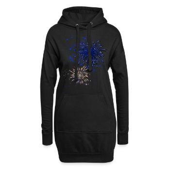 Feux d’artifice,Fusées,Étoiles,Réveillon du Nouvel An,Graffiti,Bleu - Sweat-shirt à capuche long Femme - noir - Devant