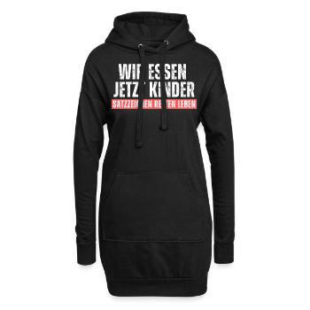 Wir essen Kinder. Satzzeichen retten leben! Spruch - Hoodie-Kleid - Schwarz - Vorne