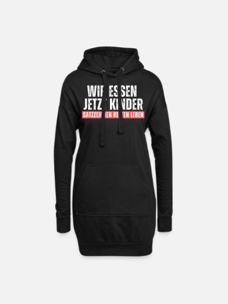 Wir essen Kinder. Satzzeichen retten leben! Spruch - Hoodie-Kleid - Schwarz