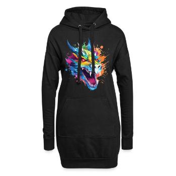 Drache Fantasie Magie Mystik Kreatur Tier Bunt - Hoodie-Kleid - Schwarz - Vorne