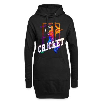 Cricket Cricketspieler Schlagmann Team Sport Bunt - Hoodie-Kleid - Schwarz - Vorne