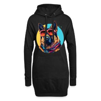 Urban Guardian: Straßenstimmung für Schäferhunde - Hoodie-Kleid - Schwarz - Vorne