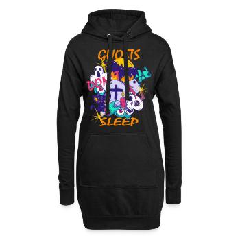 LES FANTÔMES D’HALLOWEEN NE DORMENT PAS - Sweat-shirt à capuche long Femme - noir - Devant