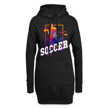 Football, Joueur De Football, Attaquant, Fan Coloré - Sweat-shirt à capuche long Femme - noir - Devant