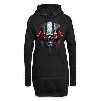 Totenkopf Totenschädel Skelett Motorrad Biker Gang - Hoodie-Kleid - Schwarz - Vorne