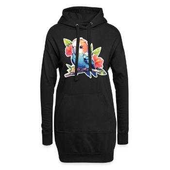 Papagei und Vogelhaltung - Hoodie-Kleid - Schwarz - Vorne