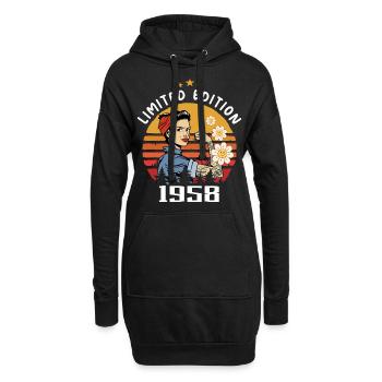 Rétro Année de naissance 1958 Vintage Anniversaire 1958 - Sweat-shirt à capuche long Femme - noir - Devant