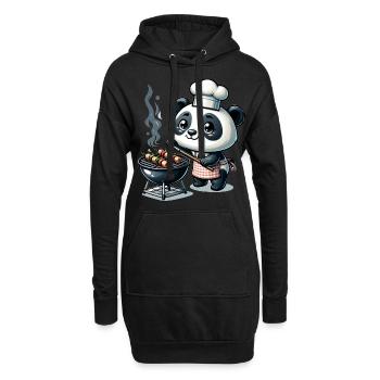 Cute BBQ Panda - Hoodie-Kleid - Schwarz - Vorne