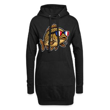Karpfen Angeln Frankreich - Hoodie-Kleid - Schwarz - Vorne