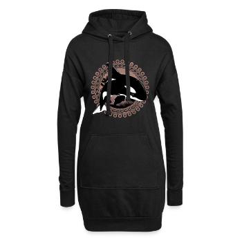 Orca Killerwal - Hoodie-Kleid - Schwarz - Vorne