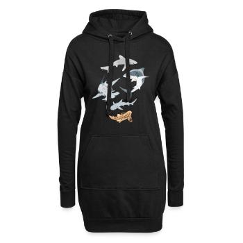 Haifische - Hoodie-Kleid - Schwarz - Vorne
