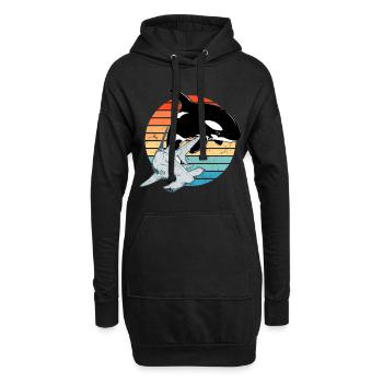 Hammerhai Orca - Hoodie-Kleid - Schwarz - Vorne