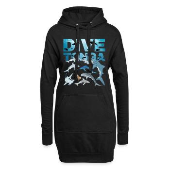 PLONGÉE Tonga Shark Species Requin tigre Requin baleine Requin bleu - Sweat-shirt à capuche long Femme - noir - Devant