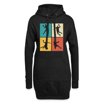 Handballer retro handball handballerin - Hoodie-Kleid - Schwarz - Vorne