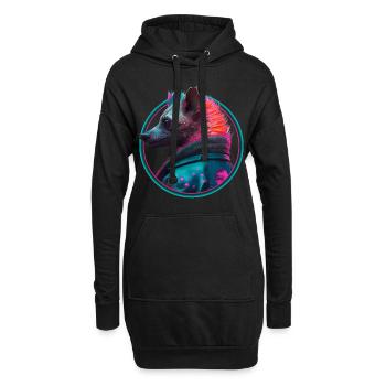 Punk Hyäne in Lederjacke - Hoodie-Kleid - Schwarz - Vorne