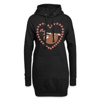 Mutter und Baby Faultier - Hoodie-Kleid - Schwarz - Vorne