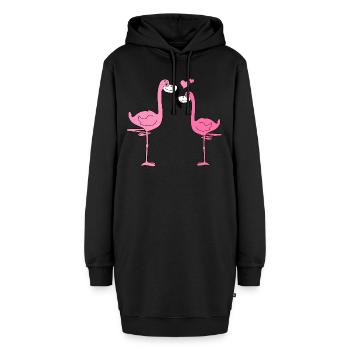 Flamingo Liebe - Hoodie-Kleid - Schwarz - Vorne - AI Model Female 172 light (172cm)