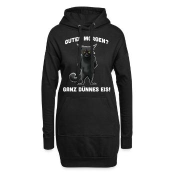 Guten Morgen Morgenmuffel Katzenspruch Shirt - Hoodie-Kleid - Schwarz - Vorne