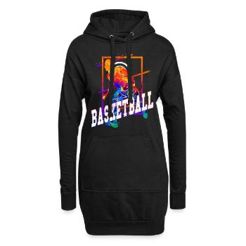 basket-ball basketteur joueur de basket-ball Vintage coloré - Sweat-shirt à capuche long Femme - noir - Devant