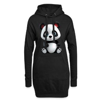 Panda - Sweat-shirt à capuche long Femme - noir - Devant