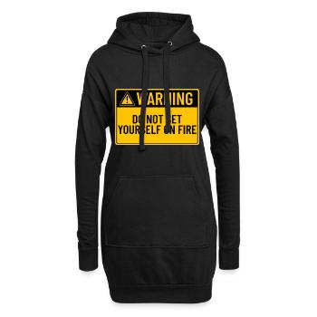 Avertissement : Ne vous immolez pas par le feu - Sweat-shirt à capuche long Femme - noir - Devant