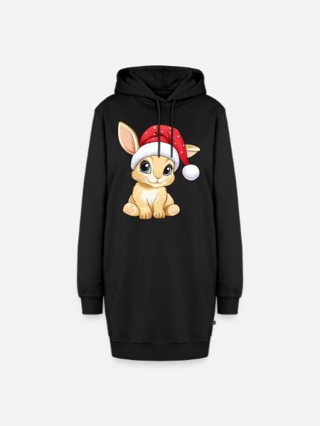Hase Weihnachten Süß Niedlich Xmas Weihnachtlich - Hoodie-Kleid - Schwarz