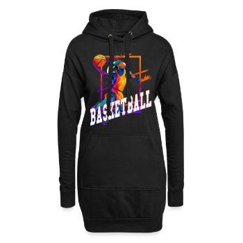 Basketball Basketballer Spieler Fan Vintage Retro - Hoodie-Kleid - Schwarz - Vorne