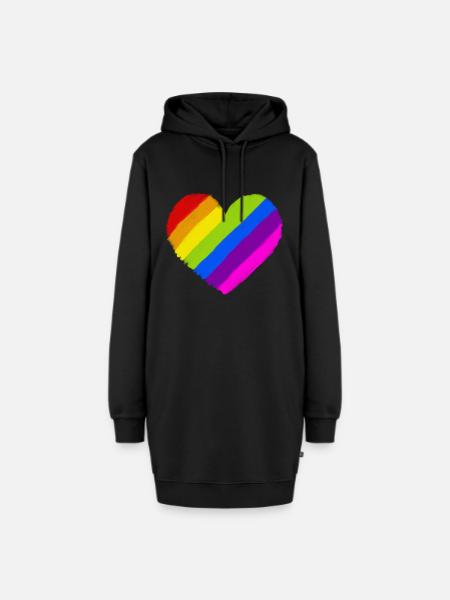 Pride Regenbogen Herz - Hoodie-Kleid - Schwarz