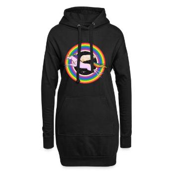 Einhorn mit Flügelkarikatur-Geschenk - Hoodie-Kleid - Schwarz - Vorne