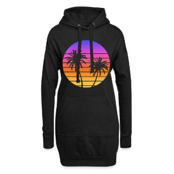 Palmiers Coucher soleil Synthwave - Sweat-shirt à capuche long Femme - noir - Devant