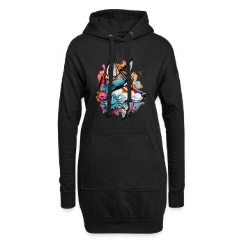 Chiens en Aquarelle: Charme Absolu - Sweat-shirt à capuche long Femme - noir - Devant