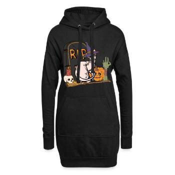 Mignon et effrayant chat d’Halloween Sphynx - Sweat-shirt à capuche long Femme - noir - Devant