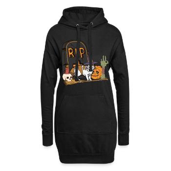 Mignon et effrayant American Curl chat d’Halloween - Sweat-shirt à capuche long Femme - noir - Devant