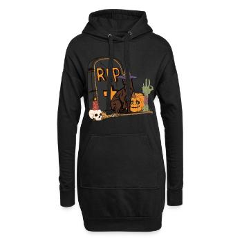 Süße und gruselige Havana Halloween Katze - Hoodie-Kleid - Schwarz - Vorne
