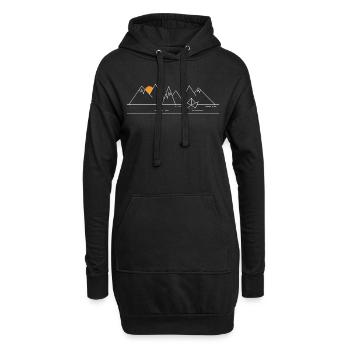 Bateau et montagnes - Sweat-shirt à capuche long Femme - noir - Devant