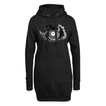 Grand œil blanc transversal - Sweat-shirt à capuche long Femme - noir - Devant