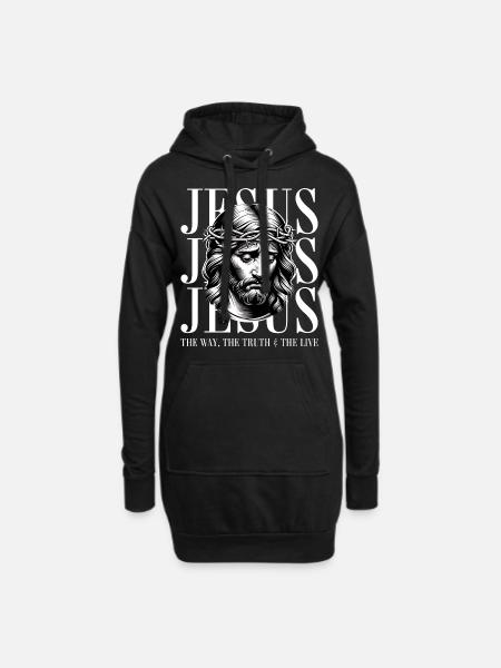 Jesus - Believe: Starkes Glaubens-Design - Hoodie-Kleid - Schwarz