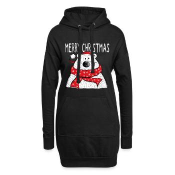 Joyeux Noël Ours - Hiver - Noël - Cadeau - Sweat-shirt à capuche long Femme - noir - Devant