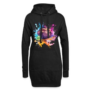 La musique est le jeu de mots de singe - Sweat-shirt à capuche long Femme - noir - Devant