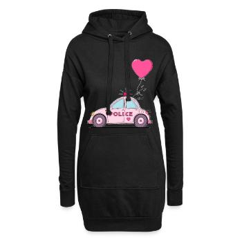 Police Herz Rosa - Hoodie-Kleid - Schwarz - Vorne