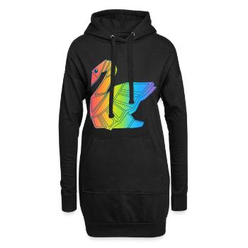Regenbogen-Schwan - Hoodie-Kleid - Schwarz - Vorne