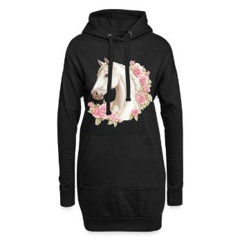 Roses vintage de chevaux - Sweat-shirt à capuche long Femme - noir - Devant