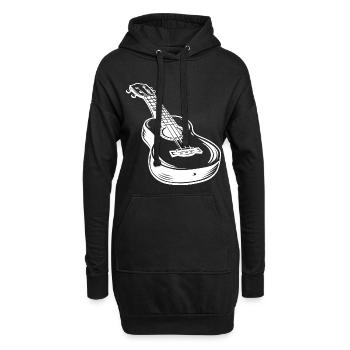 Ukulele Skizze - Hoodie-Kleid - Schwarz - Vorne