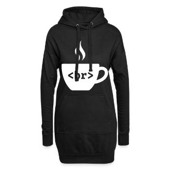 Coffee Break – Witziges HTML Tag Design - Hoodie-Kleid - Schwarz - Vorne