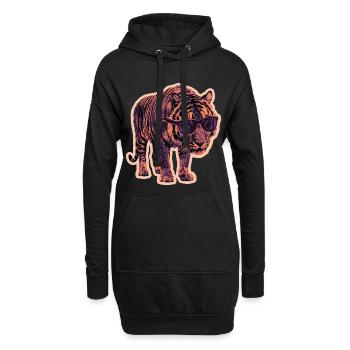 Tiger Sonnenbrille Risographie - Hoodie-Kleid - Schwarz - Vorne