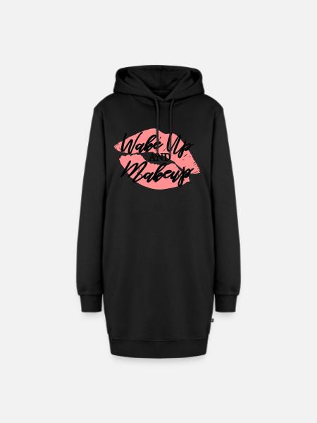 wake up and makeup gift - Hoodie-Kleid - Schwarz