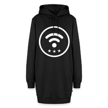 Wlan Internet - Hoodie-Kleid - Schwarz - Vorne - AI Model Female 172 light (172cm)