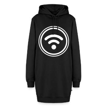 Wlan Internet - Hoodie-Kleid - Schwarz - Vorne - AI Model Female 172 light (172cm)